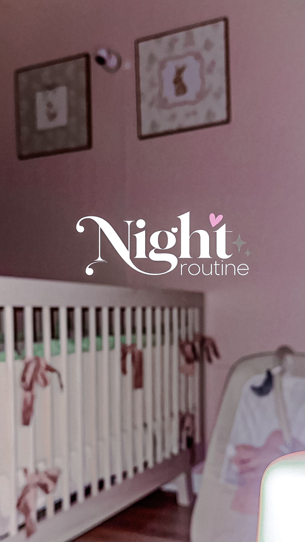 Story real do quarto de bebê com o sticker Night routine aplicado